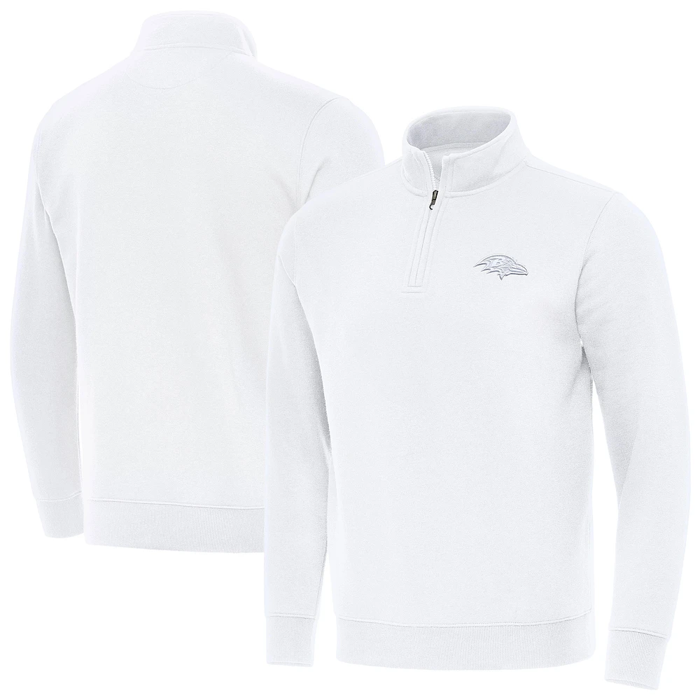 Men's Antigua White Baltimore Ravens Victory Quarter-Zip Top