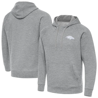 Men's Antigua Heather Gray Baltimore Ravens Victory Pullover Hoodie