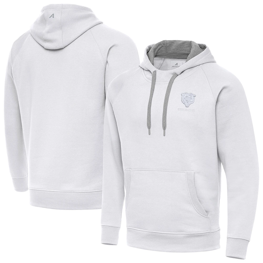 Men's Antigua White Chicago Bears Victory Pullover Hoodie