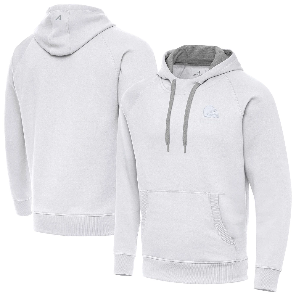 Men's Antigua White Cleveland Browns Victory Pullover Hoodie