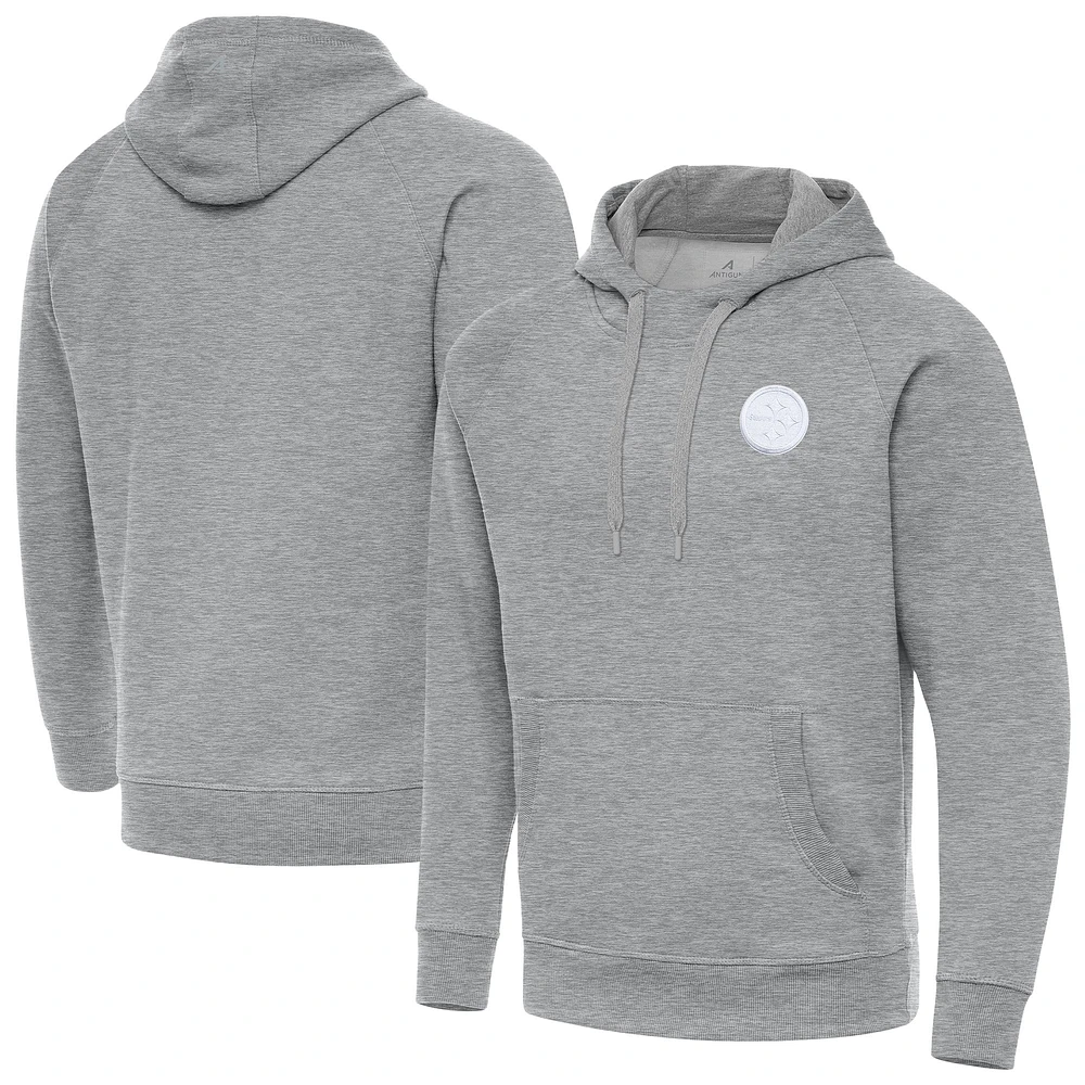 Men's Antigua Heather Gray Pittsburgh Steelers Victory Pullover Hoodie