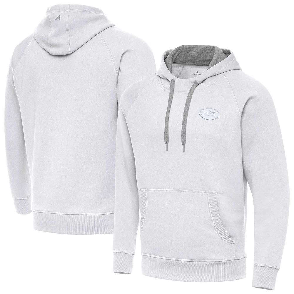 Men's Antigua White New York Jets Victory Pullover Hoodie