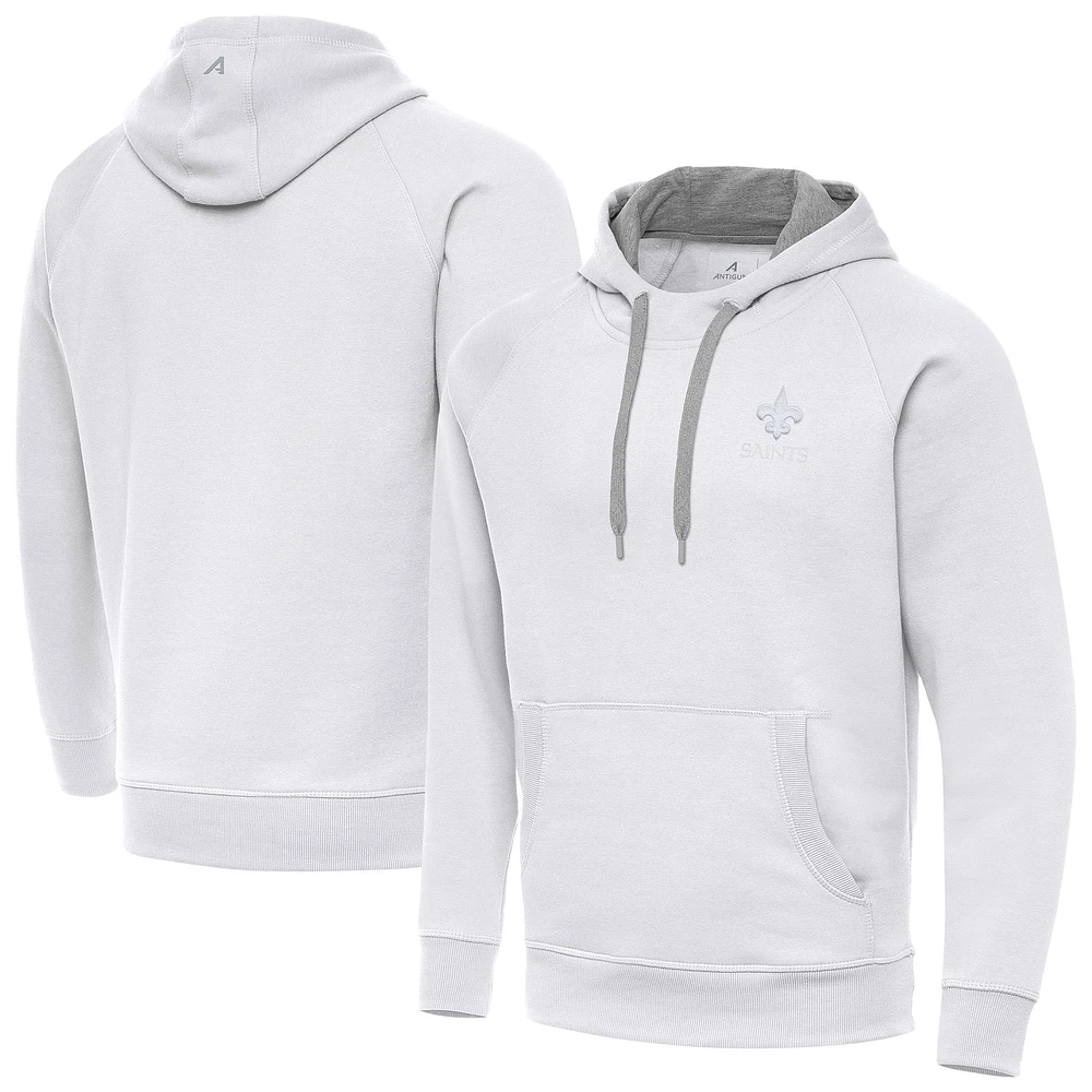 Men's Antigua White New Orleans Saints Victory Pullover Hoodie