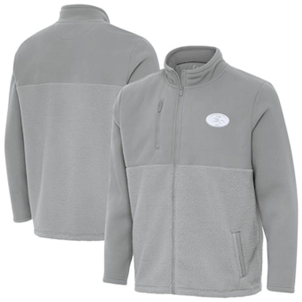 Men's Antigua Gray San Francisco 49ers Daily Fused Full-Zip Jacket
