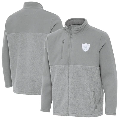 Men's Antigua Gray Las Vegas Raiders Daily Fused Full-Zip Jacket