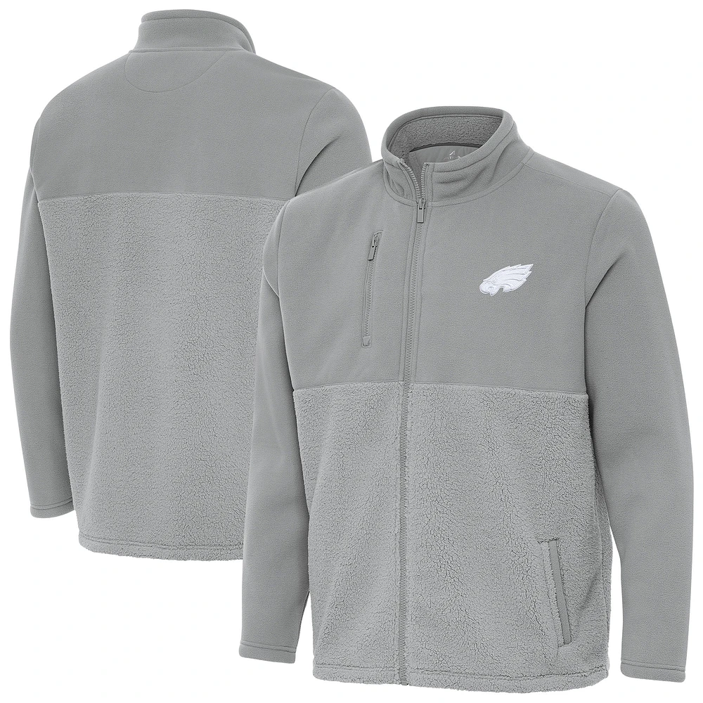 Men's Antigua Gray Philadelphia Eagles Daily Fused Full-Zip Jacket