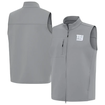 Men's Antigua Gray New York Giants Demand Full-Zip Vest