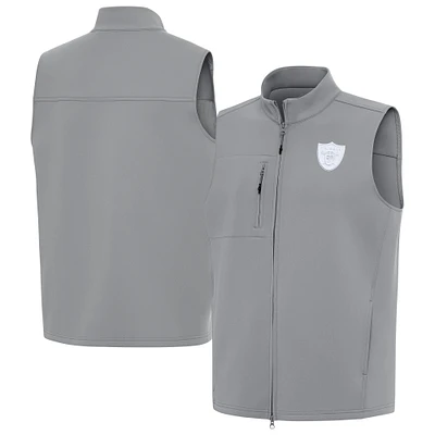 Men's Antigua Gray Las Vegas Raiders Demand Full-Zip Vest