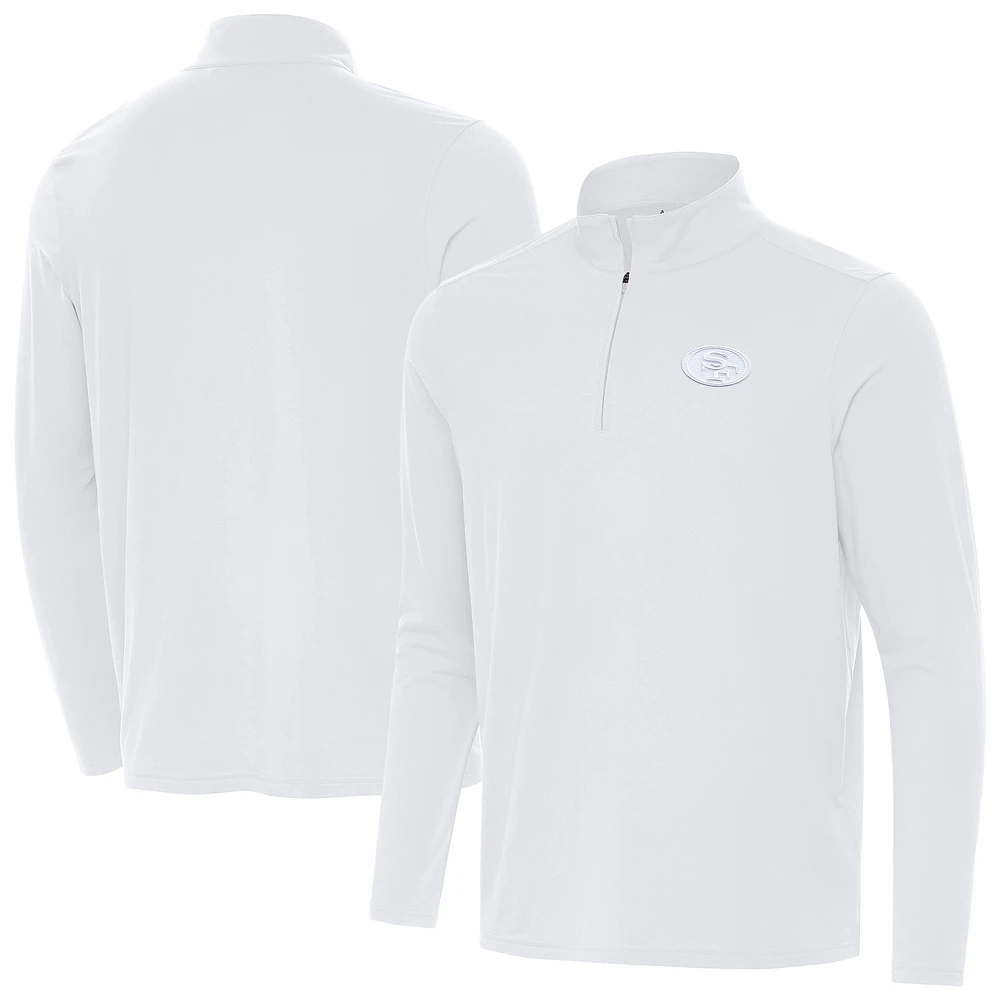Men's Antigua White San Francisco 49ers Intent Quarter-Zip Top