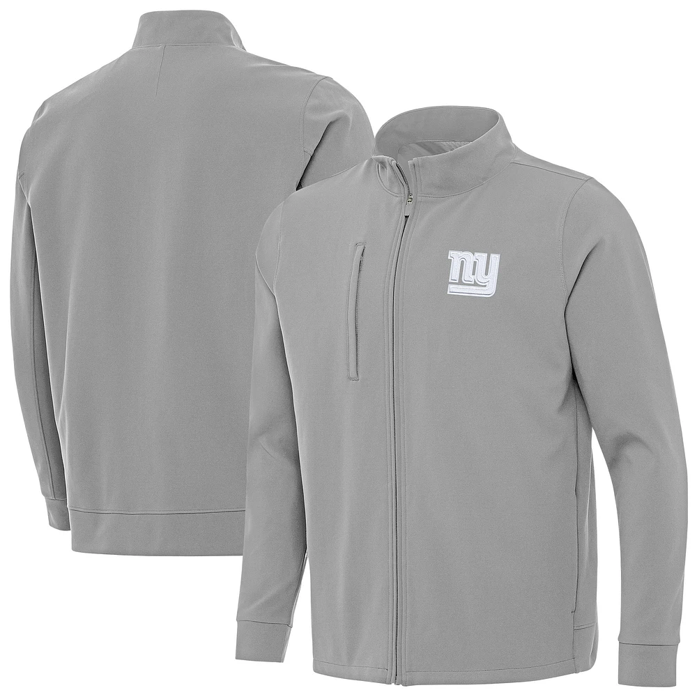 Men's Antigua Gray New York Giants Regard Full-Zip Jacket