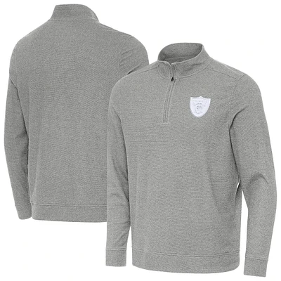 Men's Antigua Heather Gray Las Vegas Raiders Subtle Quarter-Zip Top