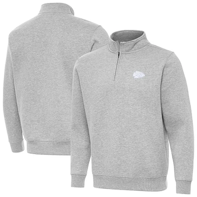 Men's Antigua Heather Gray Kansas City Chiefs Victory Quarter-Zip Top