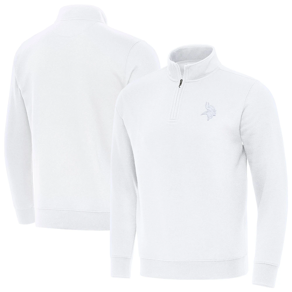 Men's Antigua White Minnesota Vikings Victory Quarter-Zip Top