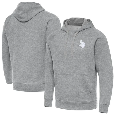 Men's Antigua Heather Gray Minnesota Vikings Victory Pullover Hoodie
