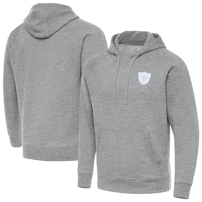 Men's Antigua Heather Gray Las Vegas Raiders Victory Pullover Hoodie