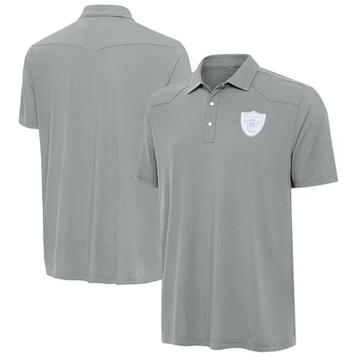 Men's Antigua Gray Las Vegas Raiders Western Polo