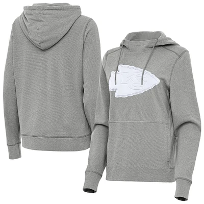 Women's Antigua Heather Gray Kansas City Chiefs Justice Pullover Hoodie