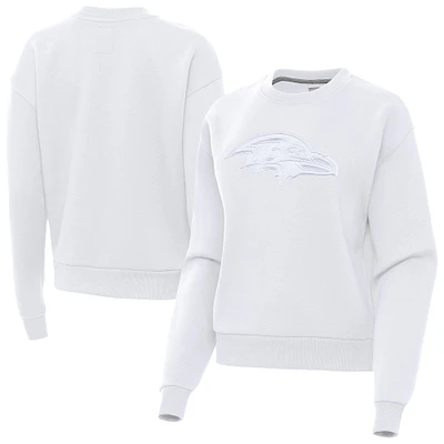 Women's Antigua White Baltimore Ravens Victory Pullover Sweatshirt