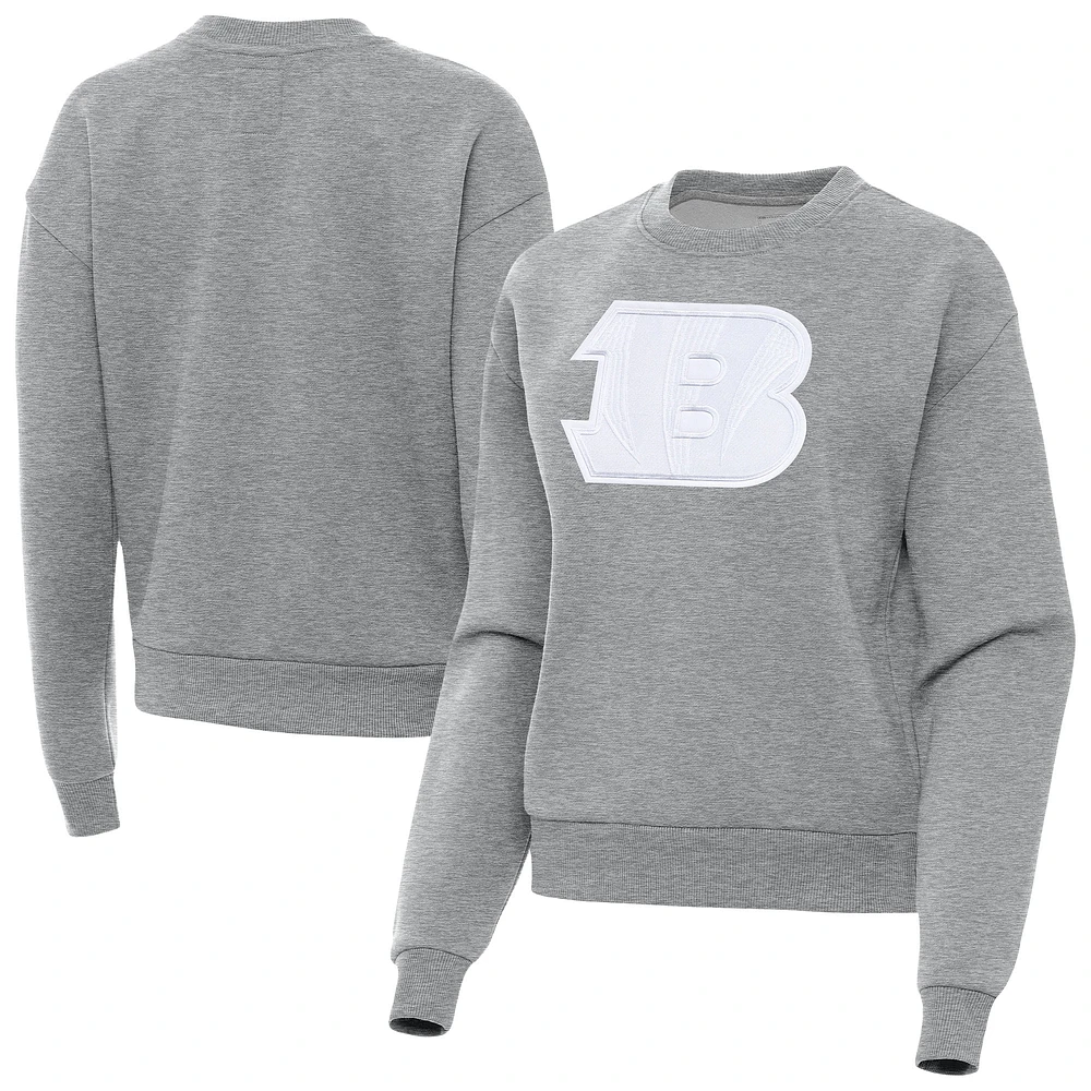 Women's Antigua Heather Gray Cincinnati Bengals Victory Pullover Sweatshirt