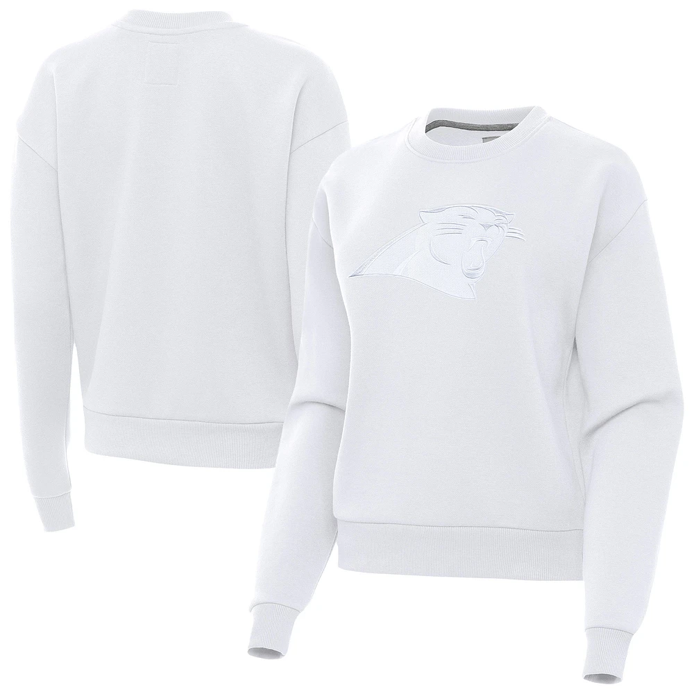 Women's Antigua White Carolina Panthers Victory Pullover Sweatshirt