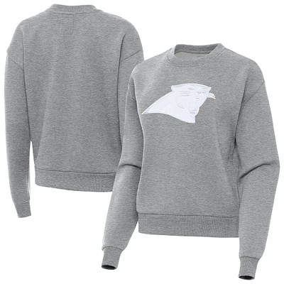 Women's Antigua Heather Gray Carolina Panthers Victory Pullover Sweatshirt
