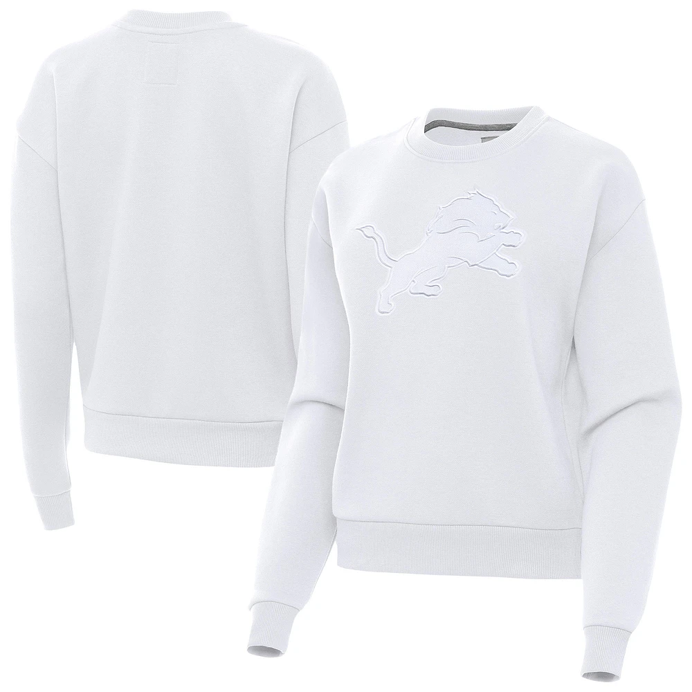 Women's Antigua White Detroit Lions Victory Pullover Sweatshirt