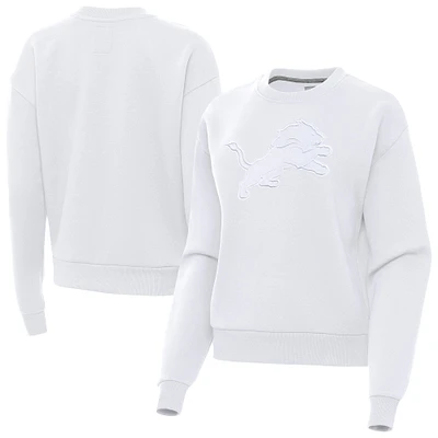 Women's Antigua White Detroit Lions Victory Pullover Sweatshirt