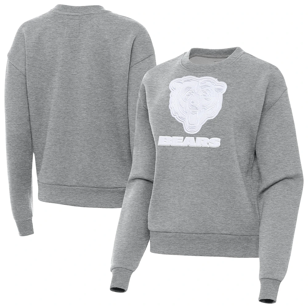 Women's Antigua Heather Gray Chicago Bears Victory Pullover Sweatshirt