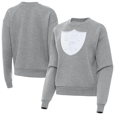 Women's Antigua Heather Gray Las Vegas Raiders Victory Pullover Sweatshirt