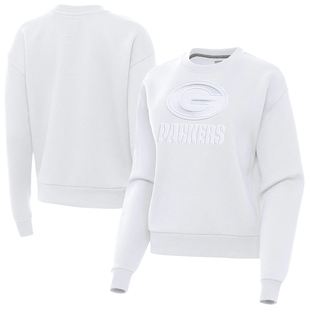 Women's Antigua White Green Bay Packers Victory Pullover Sweatshirt
