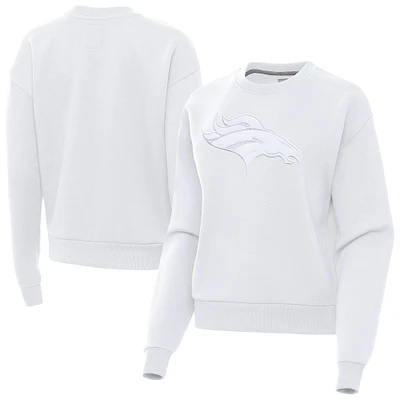 Women's Antigua White Denver Broncos Victory Pullover Sweatshirt