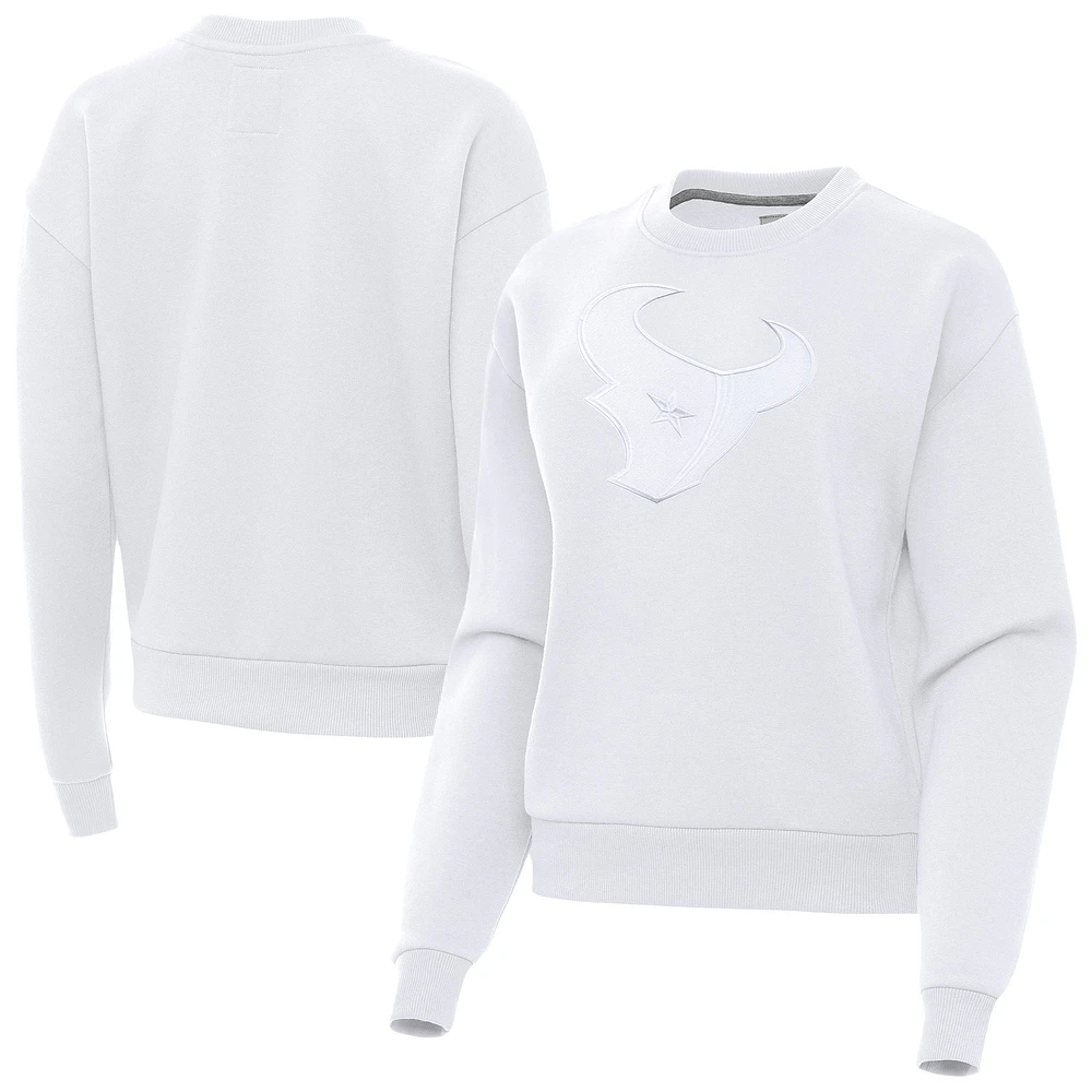 Women's Antigua White Houston Texans Victory Pullover Sweatshirt
