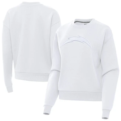 Women's Antigua White Los Angeles Chargers Victory Pullover Sweatshirt