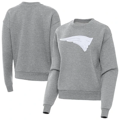 Women's Antigua Heather Gray New England Patriots Victory Pullover Sweatshirt