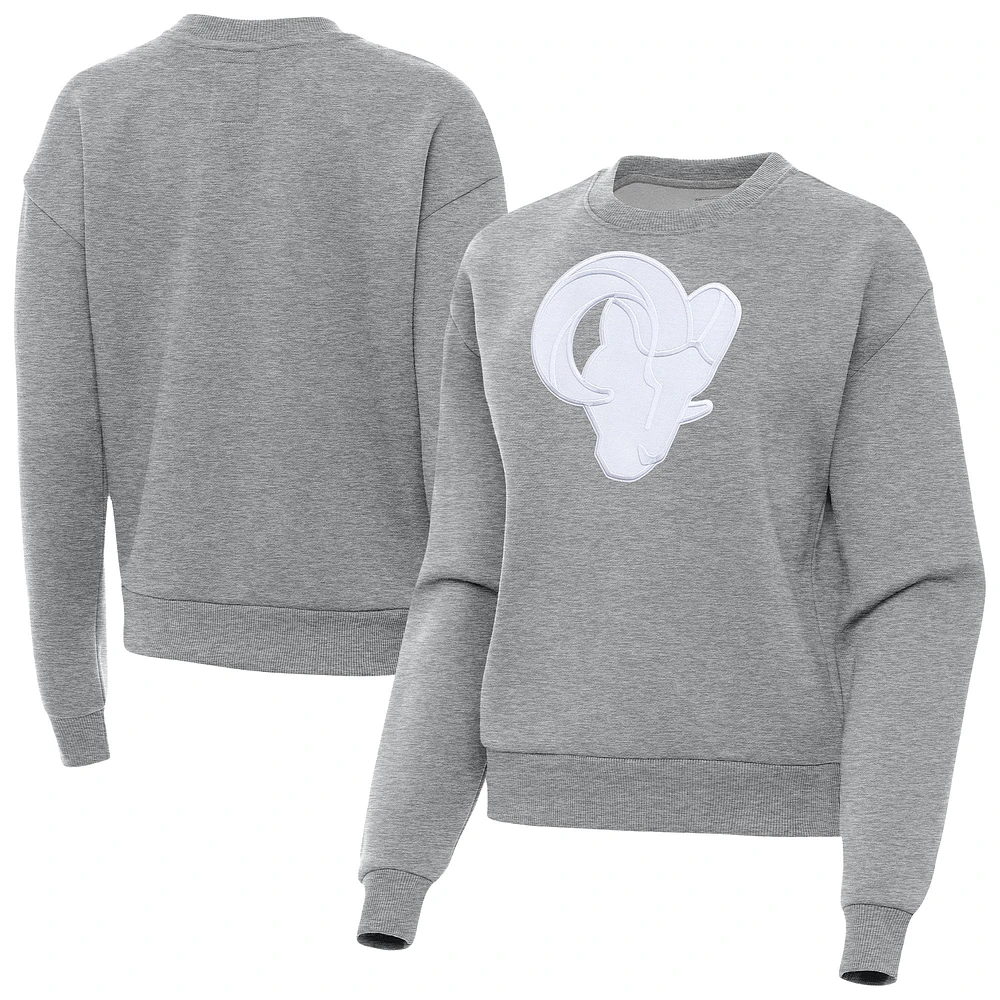 Women's Antigua Heather Gray Los Angeles Rams Victory Pullover Sweatshirt