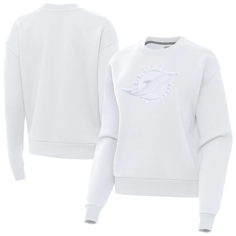 Women's Antigua White Miami Dolphins Victory Pullover Sweatshirt