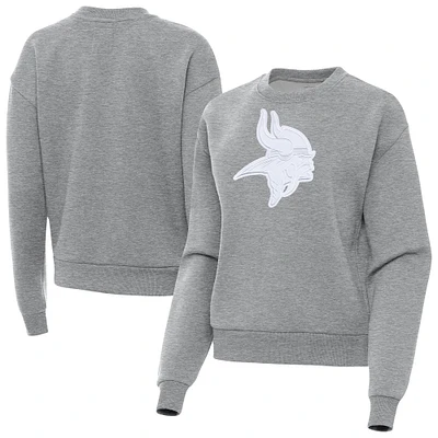 Women's Antigua Heather Gray Minnesota Vikings Victory Pullover Sweatshirt