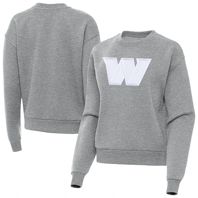 Women's Antigua Heather Gray Washington Commanders Victory Pullover Sweatshirt