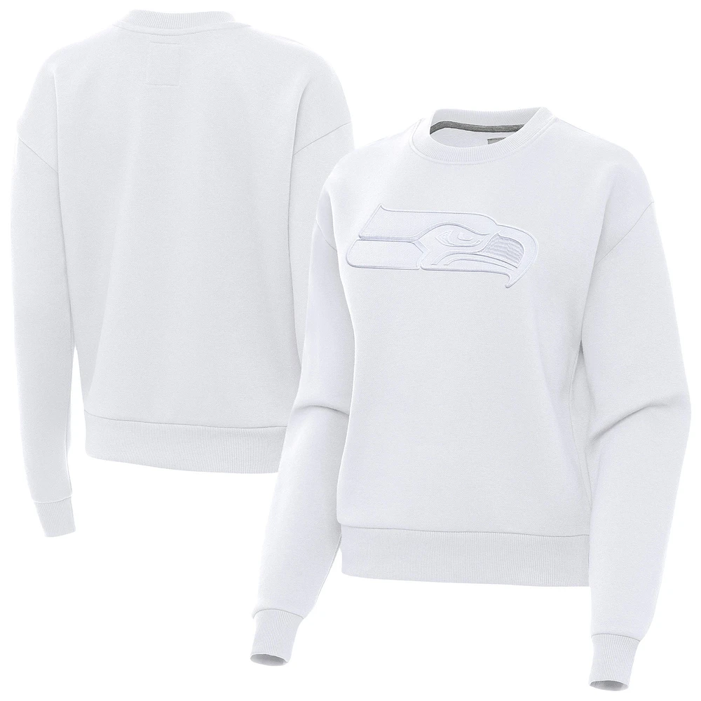 Women's Antigua White Seattle Seahawks Victory Pullover Sweatshirt