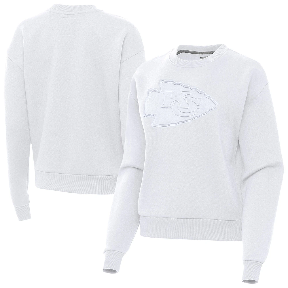Women's Antigua White Kansas City Chiefs Victory Pullover Sweatshirt