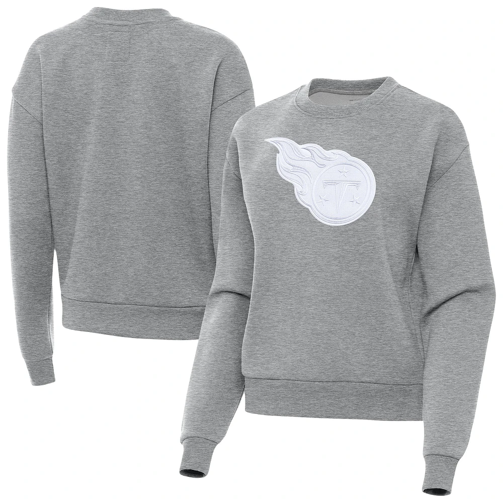 Women's Antigua Heather Gray Tennessee Titans Victory Pullover Sweatshirt