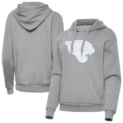 Women's Antigua  Heather Gray Jacksonville Jaguars Victory Pullover Hoodie