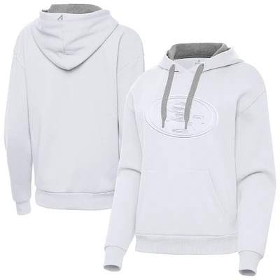 Women's Antigua  White San Francisco 49ers Victory Pullover Hoodie