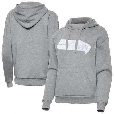 Women's Antigua Heather Gray Seattle Seahawks Victory Pullover Hoodie