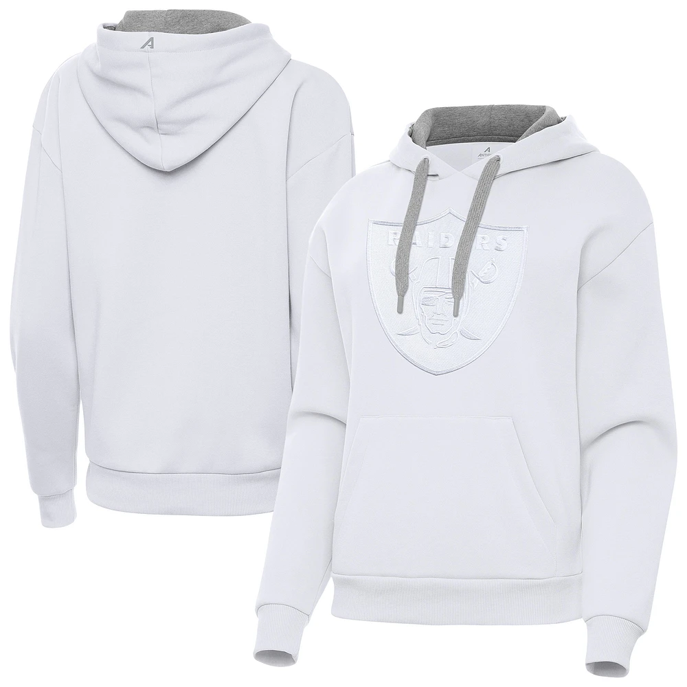 Women's Antigua White Las Vegas Raiders Victory Pullover Hoodie