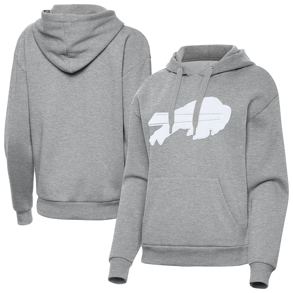Women's Antigua Heather Gray Buffalo Bills Victory Pullover Hoodie