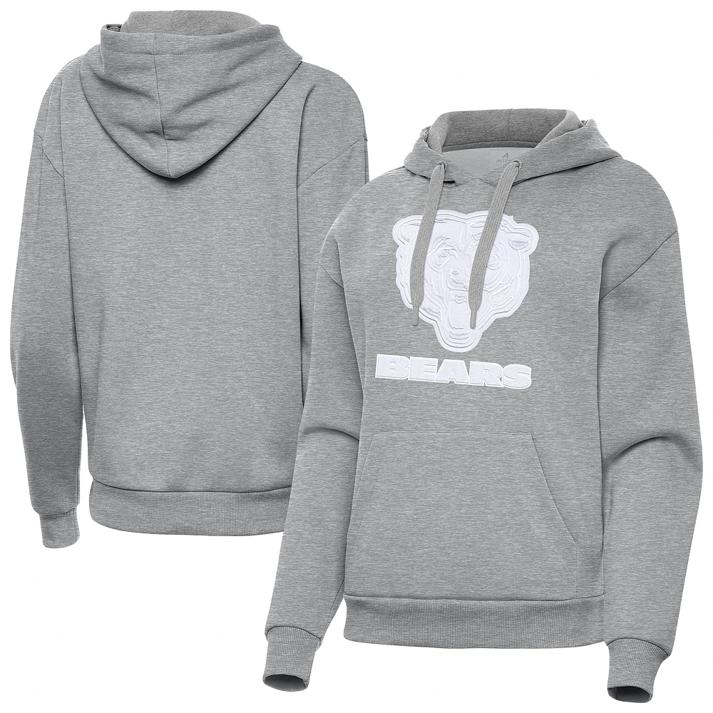 Women's Antigua Heather Gray Chicago Bears Victory Pullover Hoodie