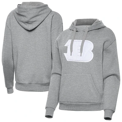 Women's Antigua Heather Gray Cincinnati Bengals Victory Pullover Hoodie