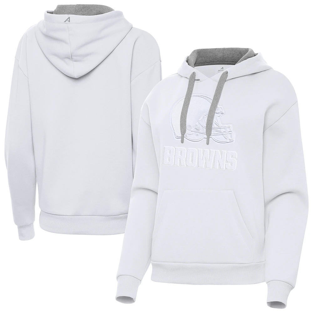 Women's Antigua White Cleveland Browns Victory Pullover Hoodie
