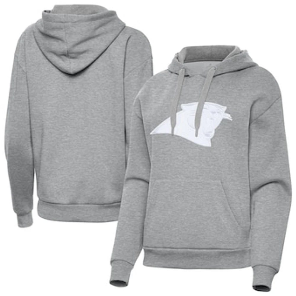 Women's Antigua Heather Gray Carolina Panthers Victory Pullover Hoodie